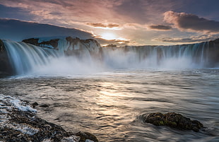 water fall photography during sunrise