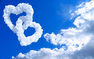 photo of heart shape clouds HD wallpaper