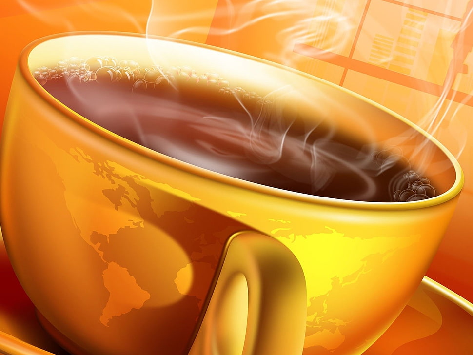 red and white ceramic bowl, 3D, artwork, cup HD wallpaper