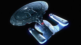 gray and black space ship, Star Trek, USS Enterprise (spaceship), NCC-1701 Enterprise D, spaceship