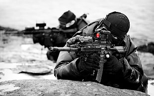 sniper rifle, war, selective coloring, gun, machine gun