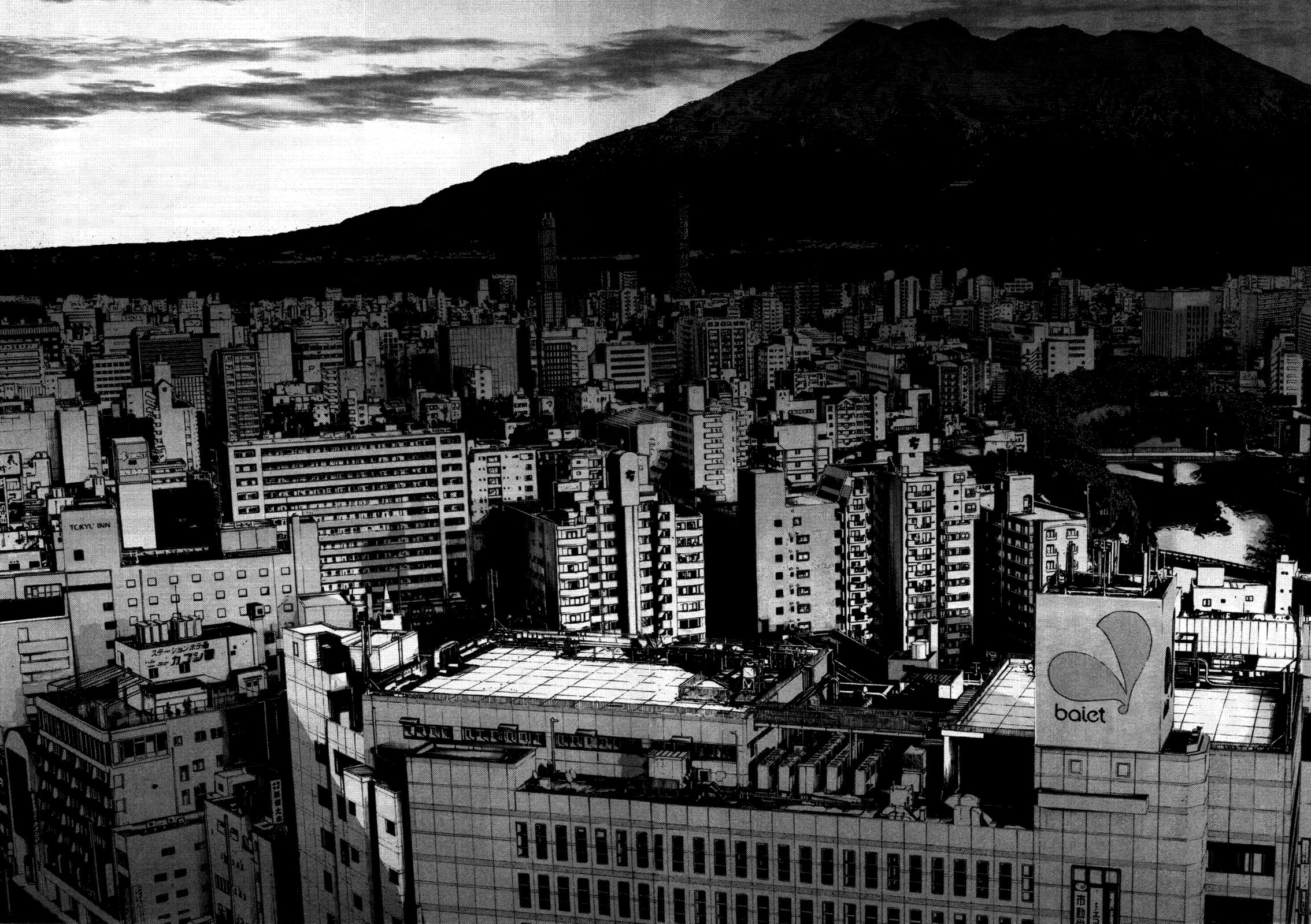 Grayscale Photo Of City Buildings Oyasumi Punpun Cityscape Dark Monochrome Hd Wallpaper Wallpaper Flare