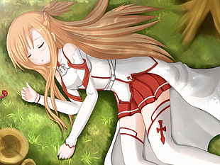 female anime character illustration, Sword Art Online, Yuuki Asuna