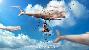 movie poster screenshot, whale, sky, movie poster