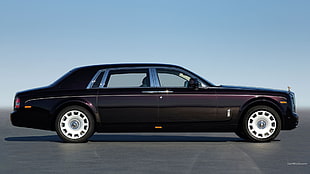 black sedan, car, Rolls-Royce Phantom