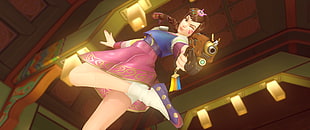 brown haired female 3D character, chinese new year, D.Va (Overwatch), Overwatch HD wallpaper