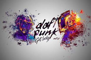 Daft Punk Get Lucky graphic wallpaper, Daft Punk, Photoshop, watercolor
