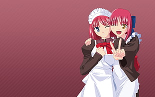 red haired anime female characters in maid dress HD wallpaper