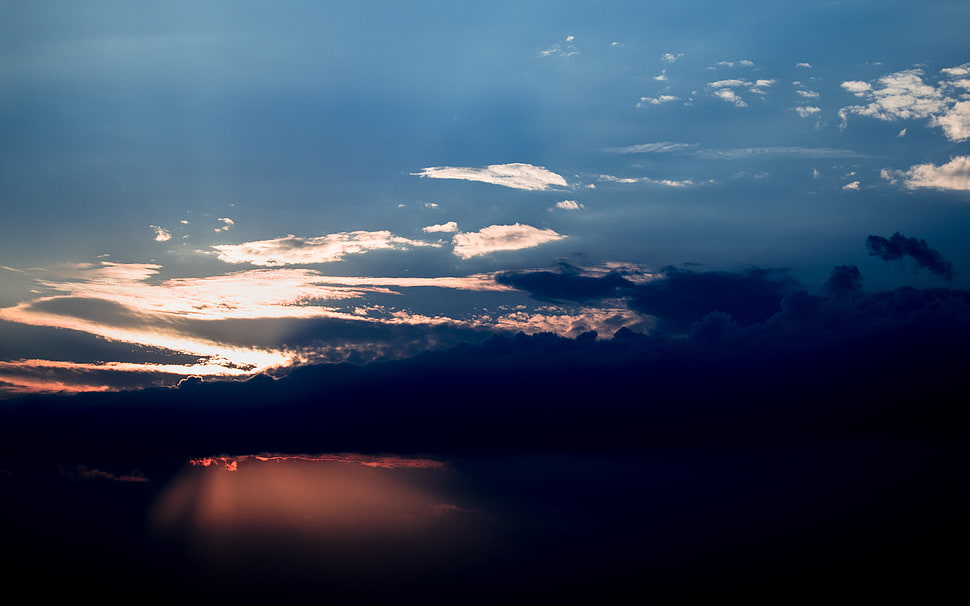 sunset with clouds, sky, sunset, fall, clouds HD wallpaper
