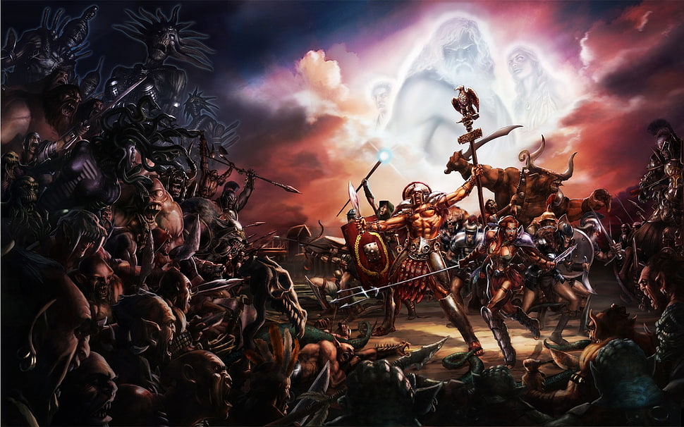 warriors wallpaper, painting, mythology HD wallpaper
