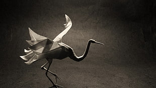 white cutout paper bird figurine, cranes, origami, animals, paper HD wallpaper