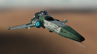 green and gray spacecraft illustration, No Man's Sky, video games, aircraft, spaceship