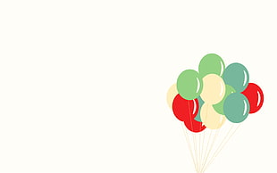 assorted-color balloons illustration, minimalism, balloon, colorful