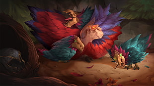 three assorted-color bird wallpaper, League of Legends