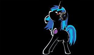 unicorn with blue hair illustration, My Little Pony, Vinyl Scratch