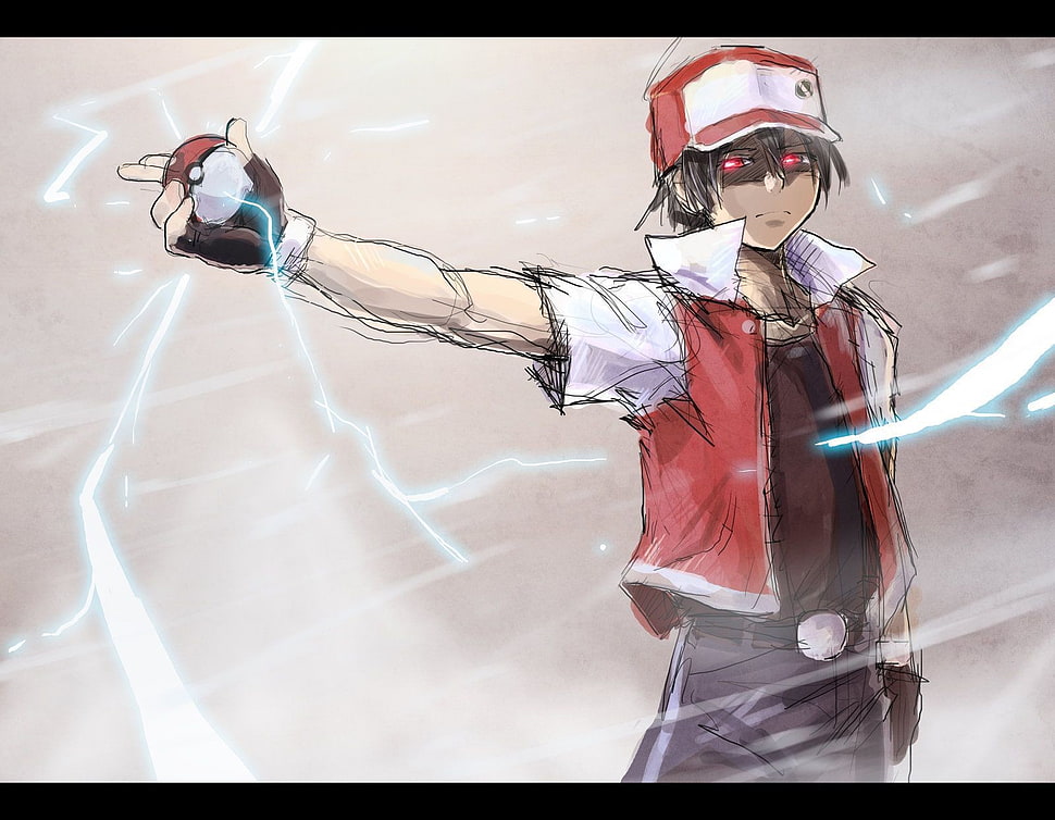Pokemon trainer illustration, Pokémon, red HD wallpaper