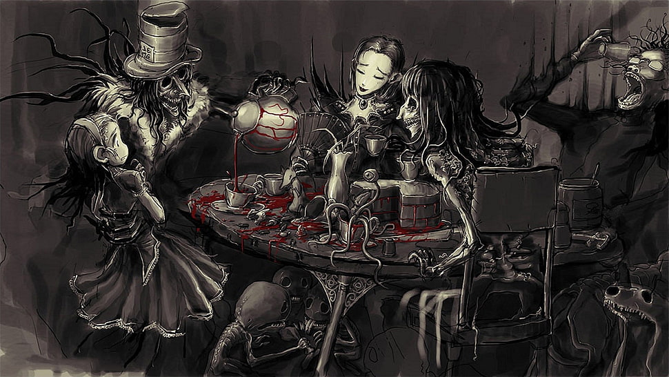 Gothic, Alice in Wonderland, blood HD wallpaper