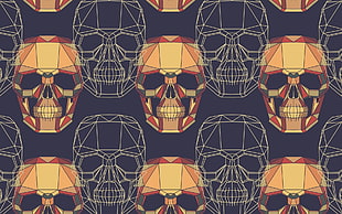 brown and white skull graphic arty, skull