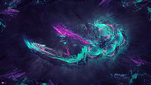 green and purple abstract painting