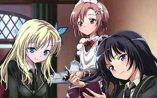 three female anime character wallpaper, anime, manga, Kashiwazaki Sena, Kusunoki Yukimura