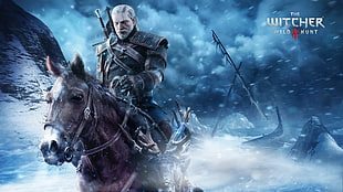 The Witcher Wild Hunt game cover, The Witcher 3: Wild Hunt, video games, Geralt of Rivia, Roach