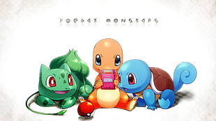Pokemon character digital wallpaper, Pokémon, Squirtle, Bulbasaur, Charmander