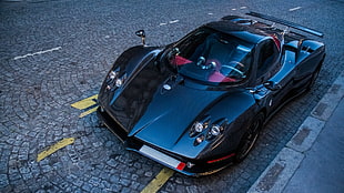 black super car, Pagani, Pagani Zonda R, supercars, road HD wallpaper