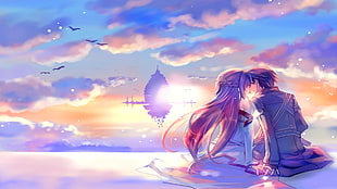 Kirito and Asuna from Sword Art Online kissing scene art