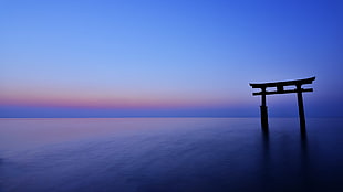 Japanese gate on water photo