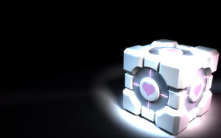 white and pink fidget cube, Companion Cube, Portal (game) HD wallpaper