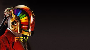 person wearing multicolored helmet digital wallpaper, music, disco, Daft Punk