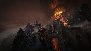 volcanic eruption video game digital wallpaper, Unreal Engine 4 , demon, volcano, video games