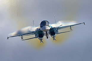 white and gray jet plane, Sukhoi Su-34 HD wallpaper
