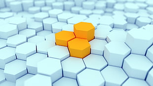 white and yellow hexagonal art
