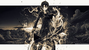 male anime character digital wallpaper, Sword Art Online, Kirigaya Kazuto, landscape, anime