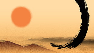 sunset illustration HD wallpaper