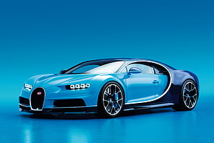 blue and black Bugatti Veyron HD wallpaper