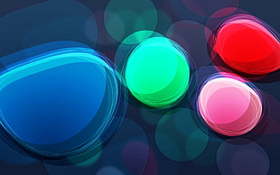 blue, green, pink, and red HD wallpaper