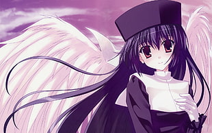 purple hair angel animated girl