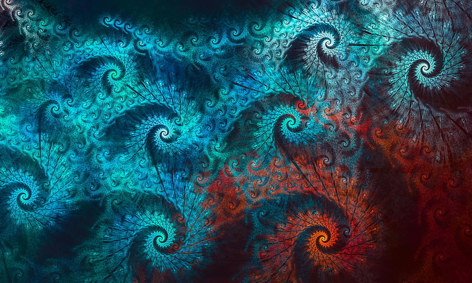 blue and red abstract artwork HD wallpaper