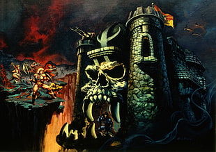 skull themed castle game poster, fantasy art, He-Man and the Masters of the Universe HD wallpaper