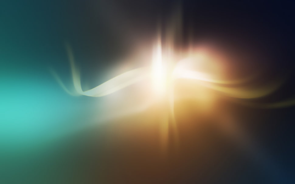 two teal and yellow lights graphics HD wallpaper