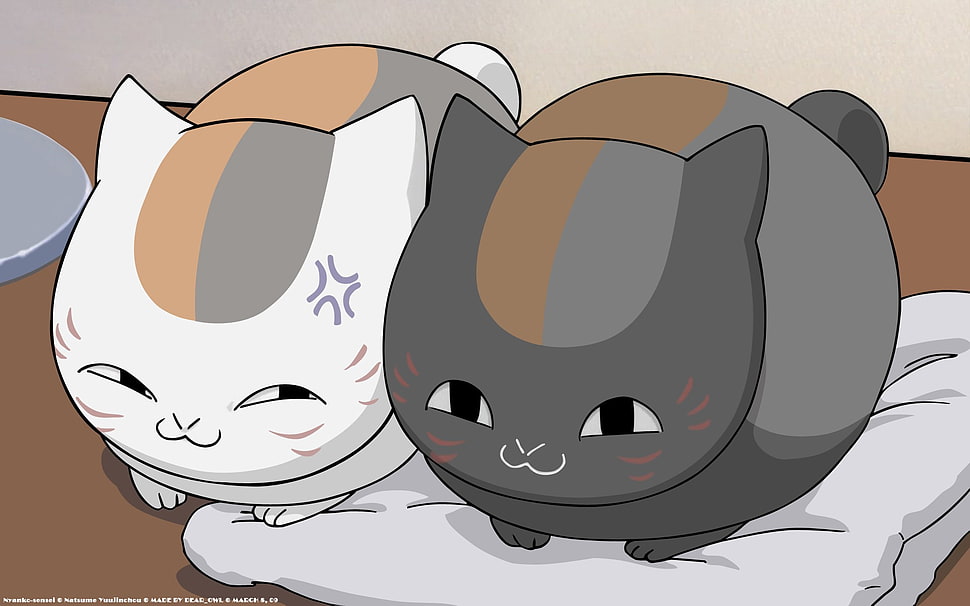 two white and gray cats illustration HD wallpaper