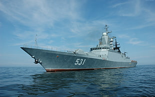 warship on sea HD wallpaper