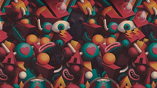 cartoon character digital wallpaper, Juan Carlos Paz -BAKEA-, geometric figures, space HD wallpaper