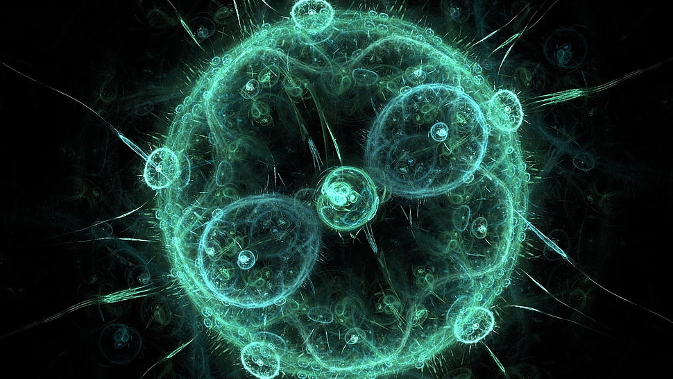 green and white atom wall paper HD wallpaper