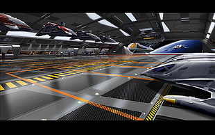 gray and black air dock, Star Trek, USS Enterprise (spaceship), artwork