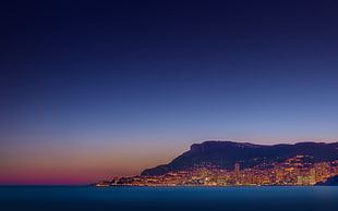 cityscape, Monaco, cityscape, night, sea