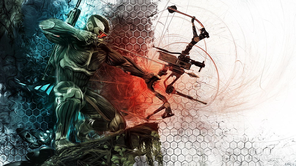 character holding black compound bow digital wallpaper, Crysis, Crysis 3, video games HD wallpaper