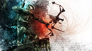 character holding black compound bow digital wallpaper, Crysis, Crysis 3, video games